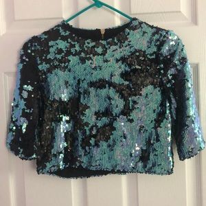 Lucy Paris Mermaid Sequin Crop Top